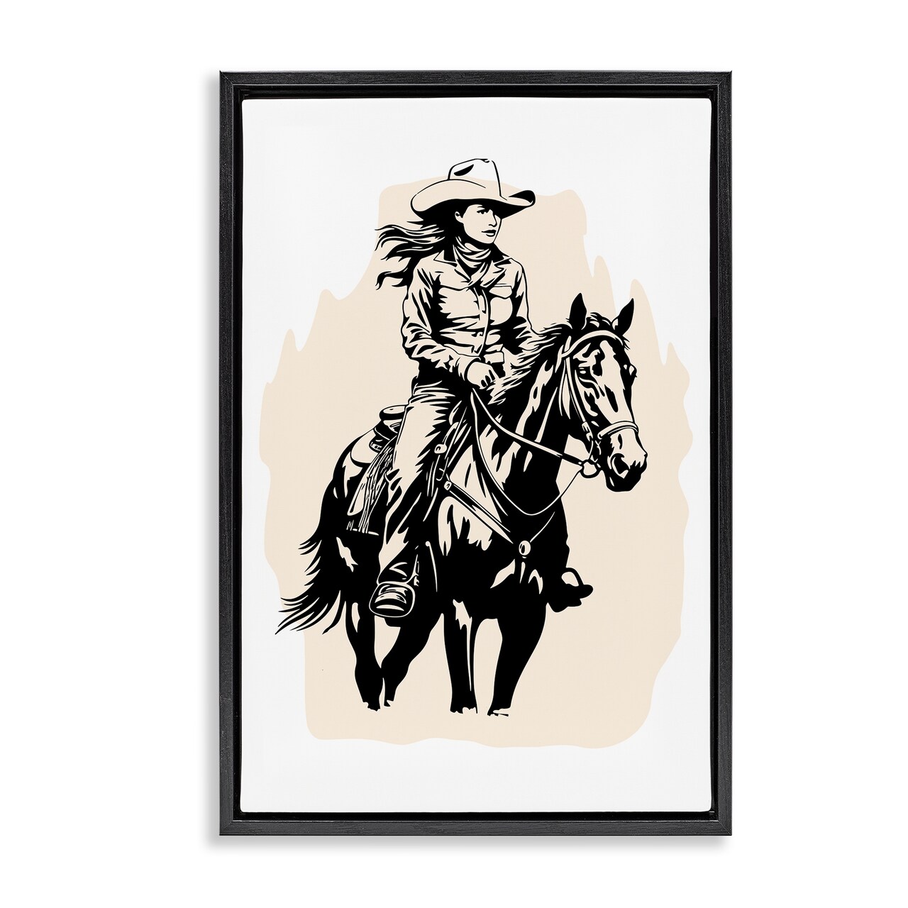 Stupell Industries Saddle Sisters Cowgirl Framed Floater Canvas Wall Art Design by Andrea Haase